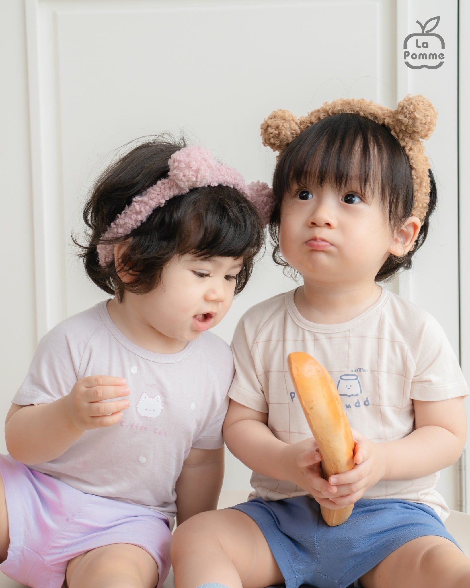  Bộ cộc tay Mềm Mịn by La Pomme vải phối họa tiết cá tính 