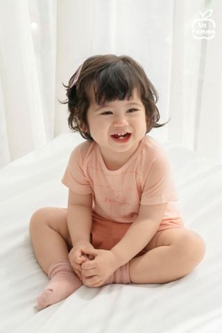  Bộ cộc tay Mềm Mịn by La Pomme vải phối họa tiết cá tính 