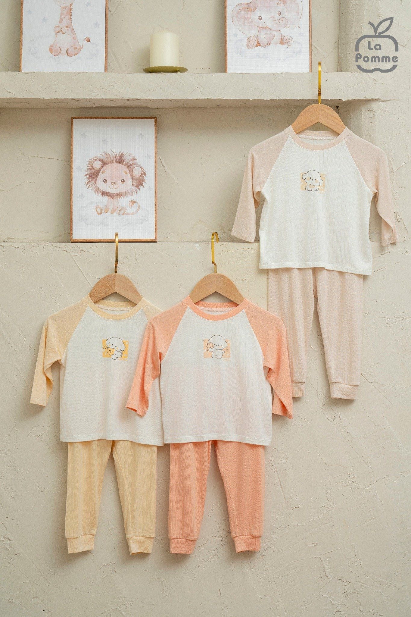  Bộ dài tay mềm mịn by La Pomme êm ái cùng puppy 