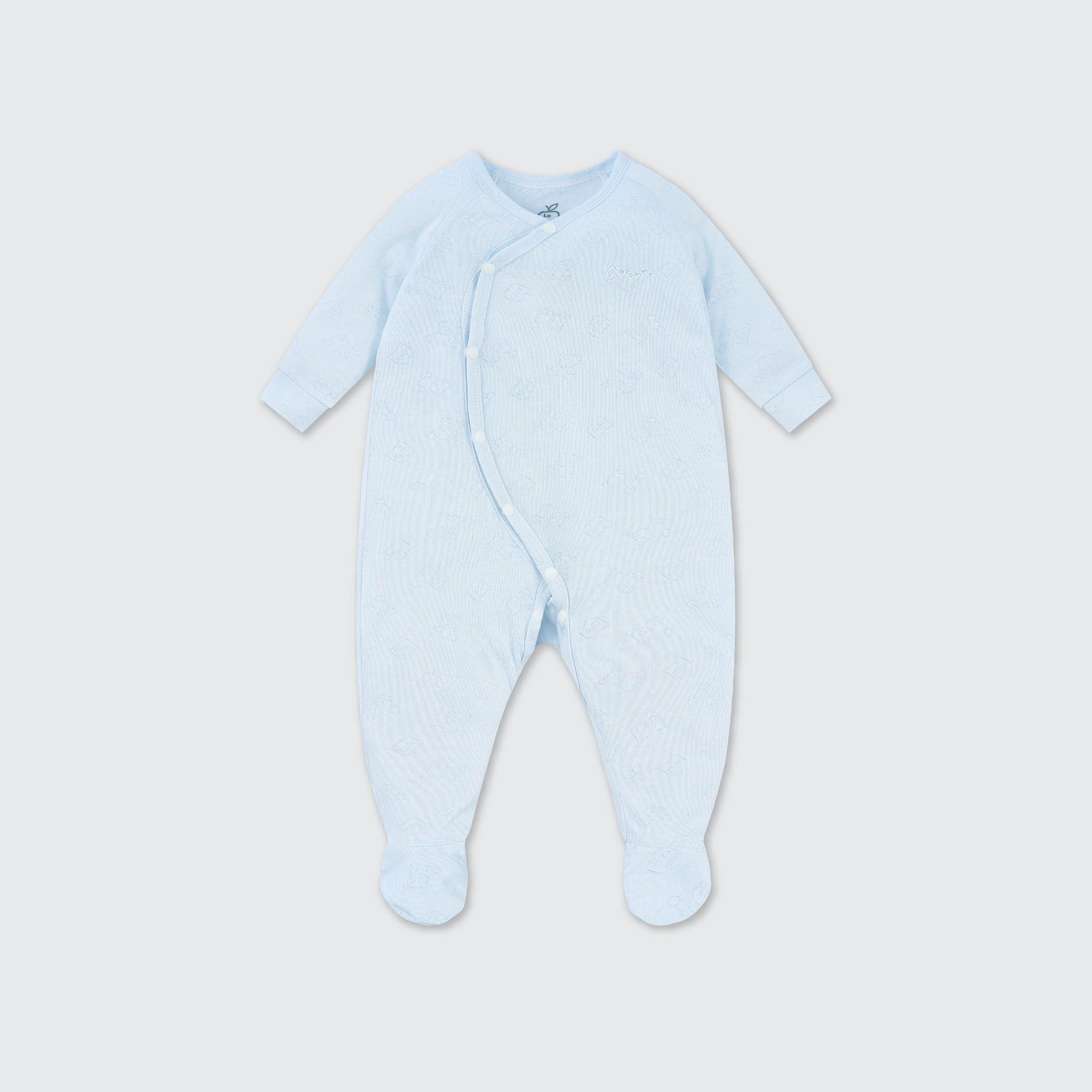  Body dài tay La Pomme liền tất dệt vân chìm gấu nhỏ 