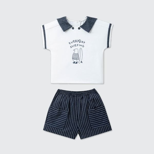  Bộ cộc tay La Pomme phối quần kẻ bé yêu thanh lịch 