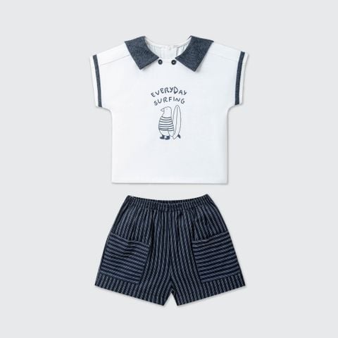  Bộ cộc tay La Pomme phối quần kẻ bé yêu thanh lịch 