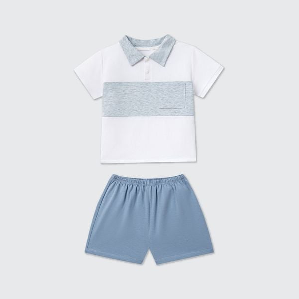  Bộ cộc tay La Pomme cổ polo phối màu thanh lịch 