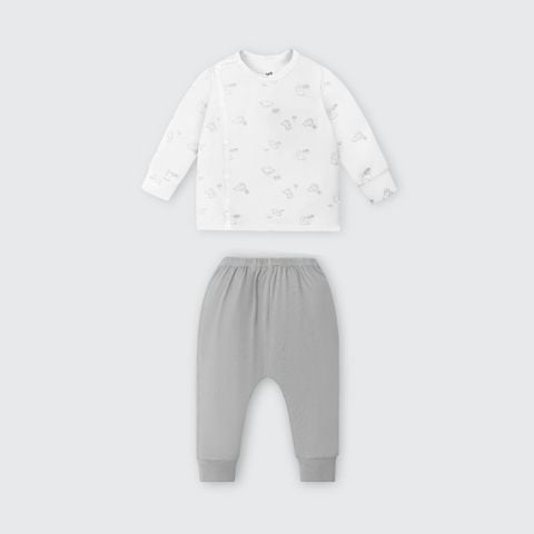  Bộ dài tay cúc lệch La Pomme gia đình khủng long 