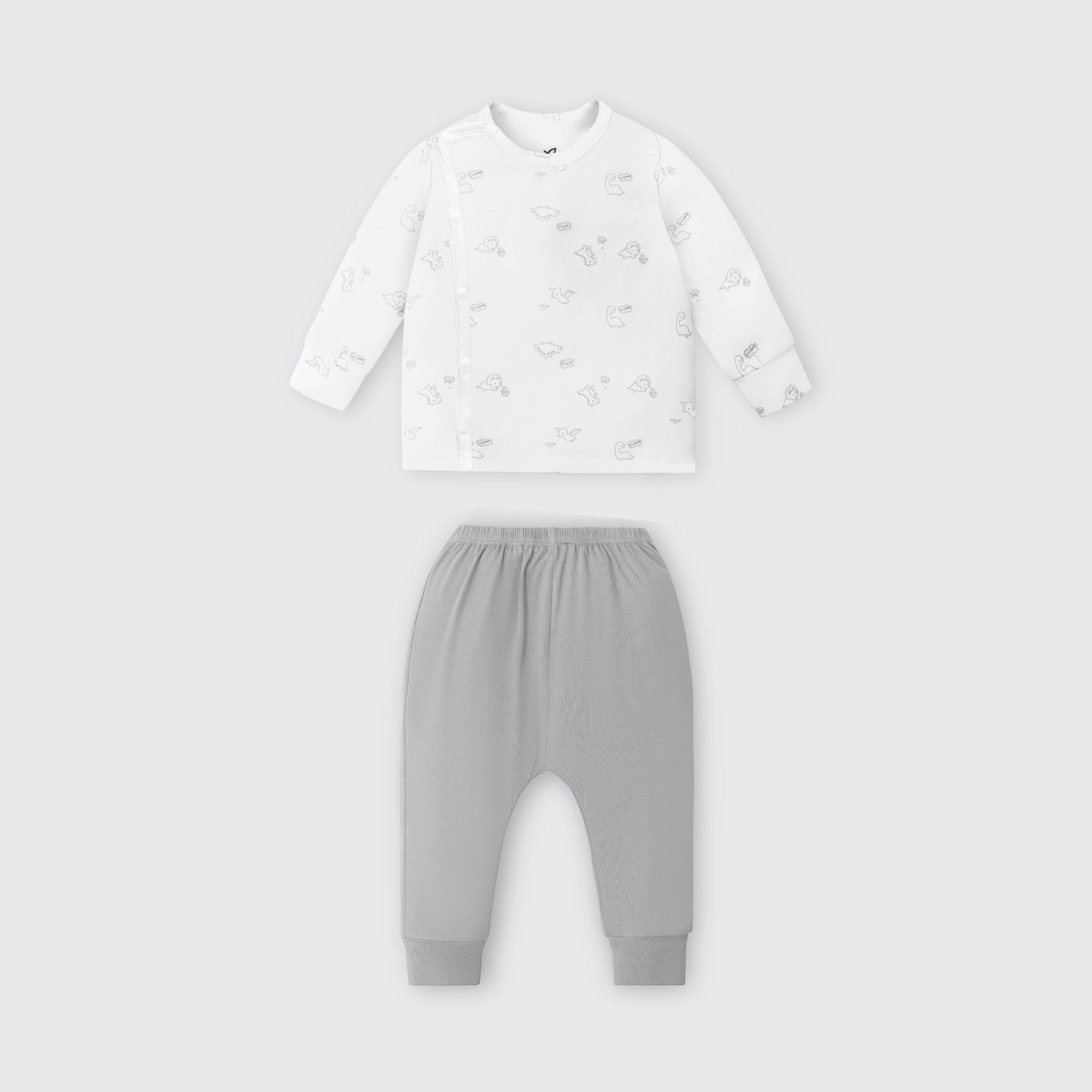  Bộ dài tay cúc lệch La Pomme gia đình khủng long 