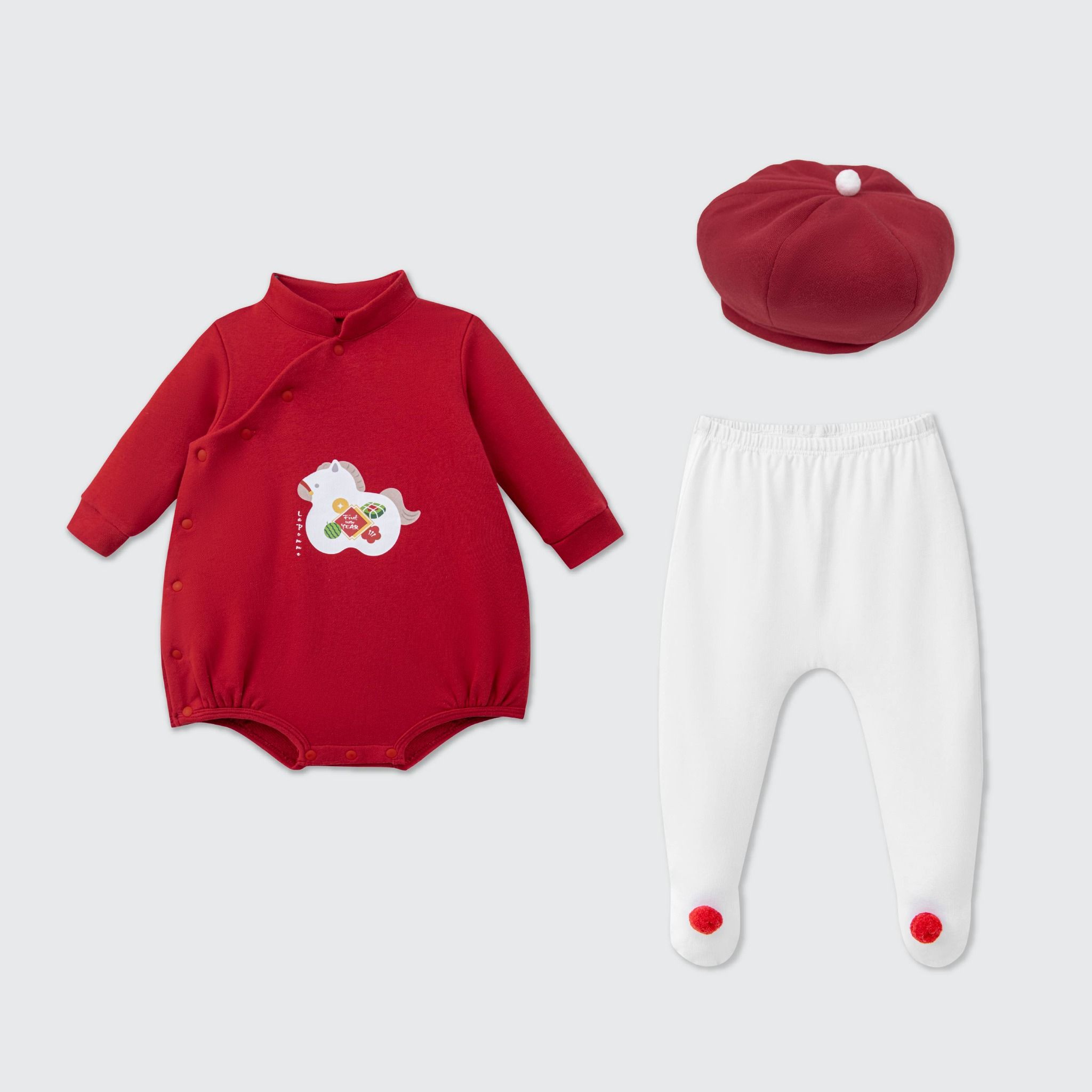  Body chip dài tay kèm quần và mũ La Pomme ngựa nhỏ may mắn 