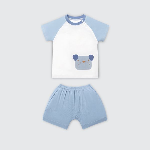  Bộ cộc tay La Pomme raglan mặt cún đáng yêu 