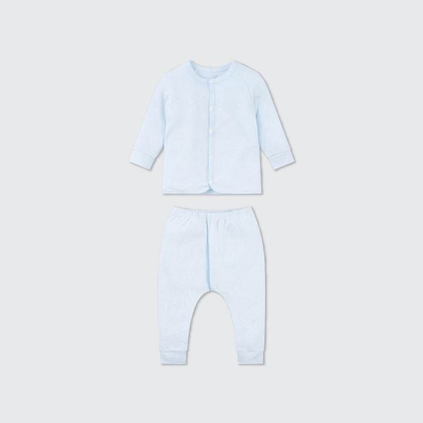  Bộ dài tay cúc thẳng La Pomme dệt vân chìm gấu nhỏ 