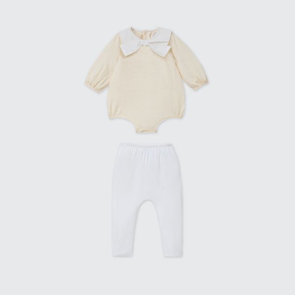  Set body chip dài tay kèm quần La Pomme cổ áo cách điệu 