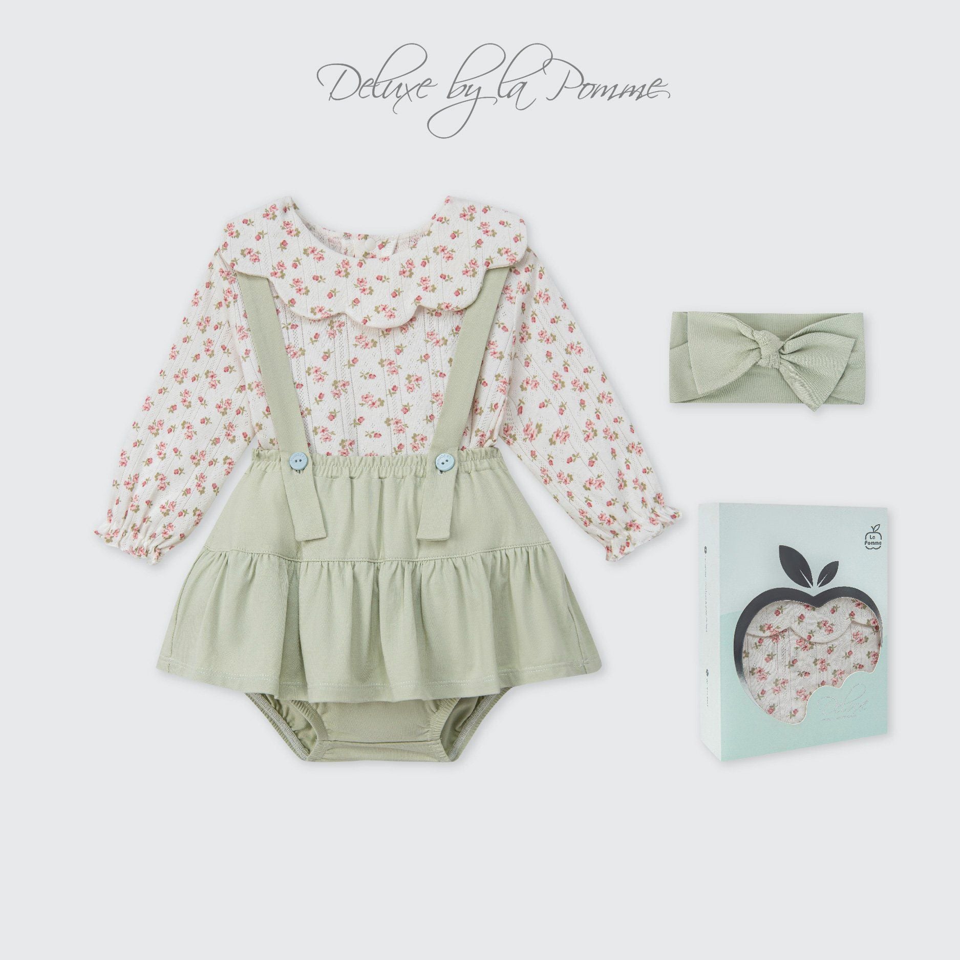  Set bộ yếm rời và áo dài tay La Pomme kèm phụ kiện quý cô cổ điển 