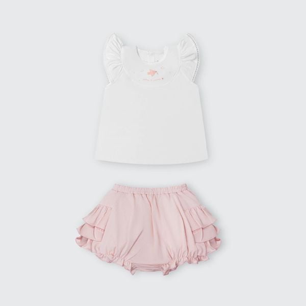  Bộ cộc tay La Pomme quần bí xếp li dễ thương 