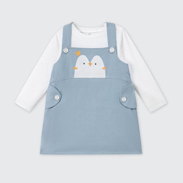  Set váy yếm kèm áo dài tay La Pomme người bạn cánh cụt 