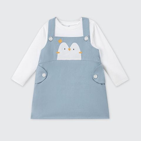  Set váy yếm kèm áo dài tay La Pomme người bạn cánh cụt 