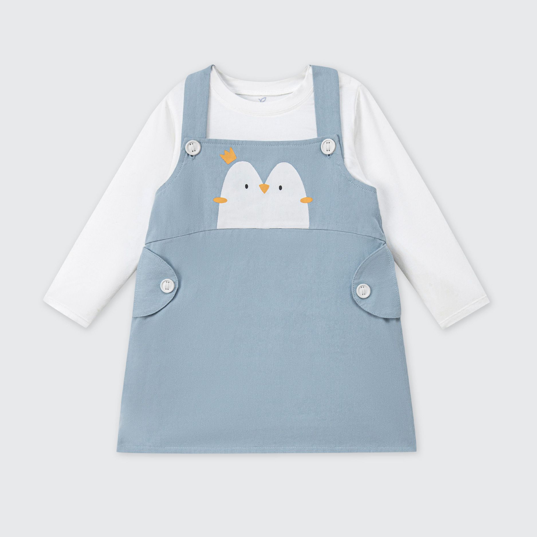  Set váy yếm kèm áo dài tay La Pomme người bạn cánh cụt 