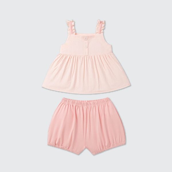  Bộ sát nách La Pomme viền bèo hè xinh mát dịu 