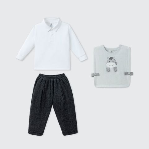  Bộ dài tay La Pomme kèm áo gile ngựa con tinh nghịch 