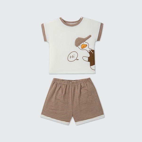  Bộ cộc tay La Pomme họa tiết kẻ sọc chàng vịt bảnh bao 