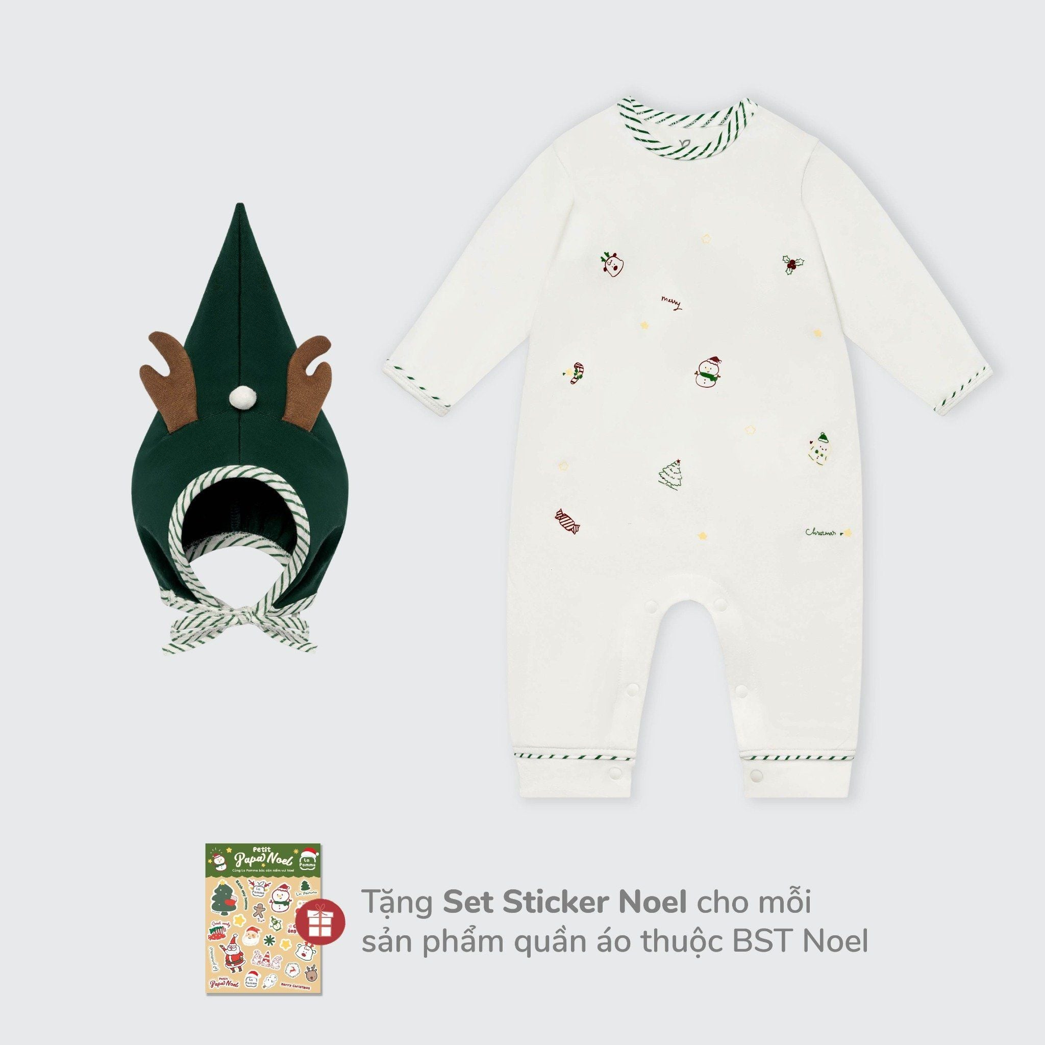  Body dài tay kèm mũ La Pomme tuần lộc ngộ nghĩnh 