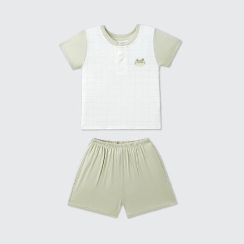  Bộ cộc tay La Pomme phối caro ếch con ngộ nghĩnh 