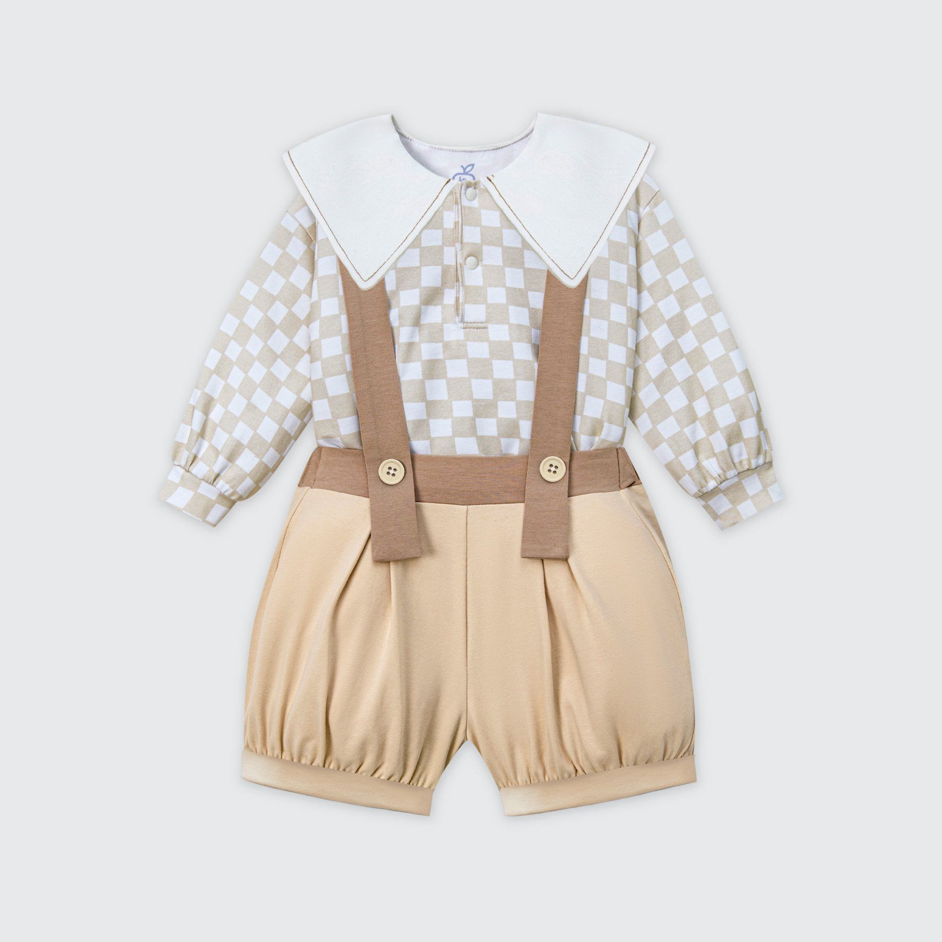  Set yếm và áo La Pomme họa tiết caro vintage 