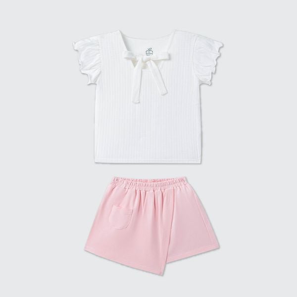  Bộ cộc tay La Pomme bèo nhún dệt vân mây điệu đà 