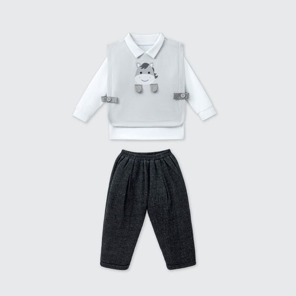  Bộ dài tay La Pomme kèm áo gile ngựa con tinh nghịch 