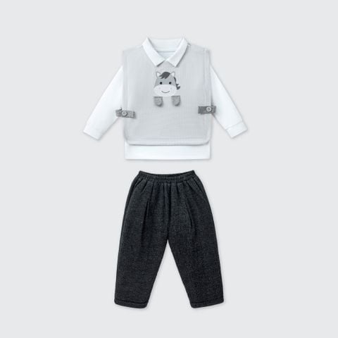  Bộ dài tay La Pomme kèm áo gile ngựa con tinh nghịch 