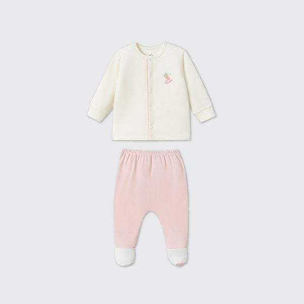  Bộ dài tay cúc thẳng La Pomme phối màu dễ thương 