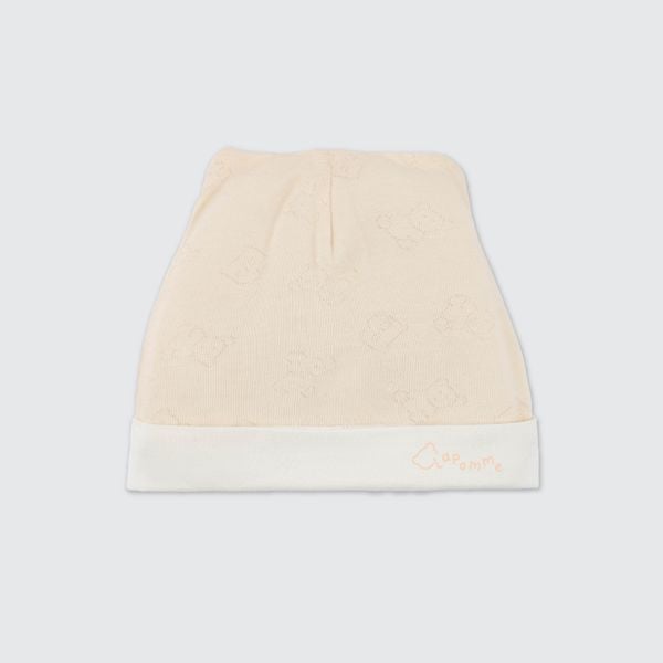  Mũ sơ sinh La Pomme dệt vân chìm gấu nhỏ 