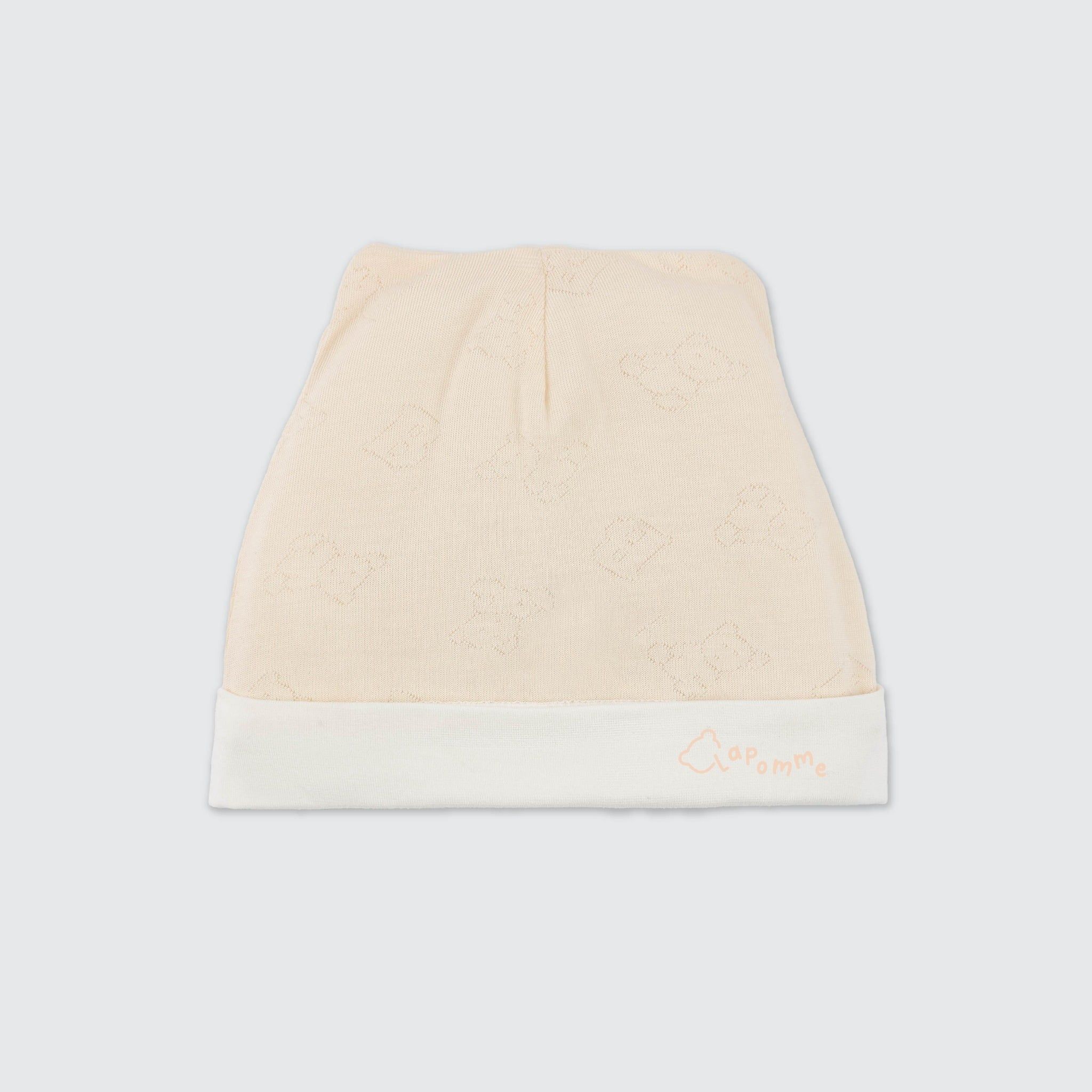  Mũ sơ sinh La Pomme dệt vân chìm gấu nhỏ 