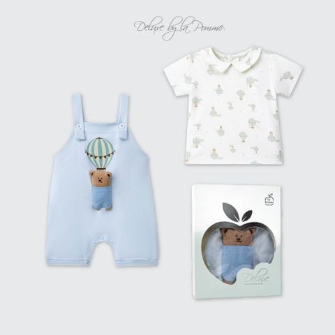  Set yếm và áo La Pomme bé gấu bông bay bổng 