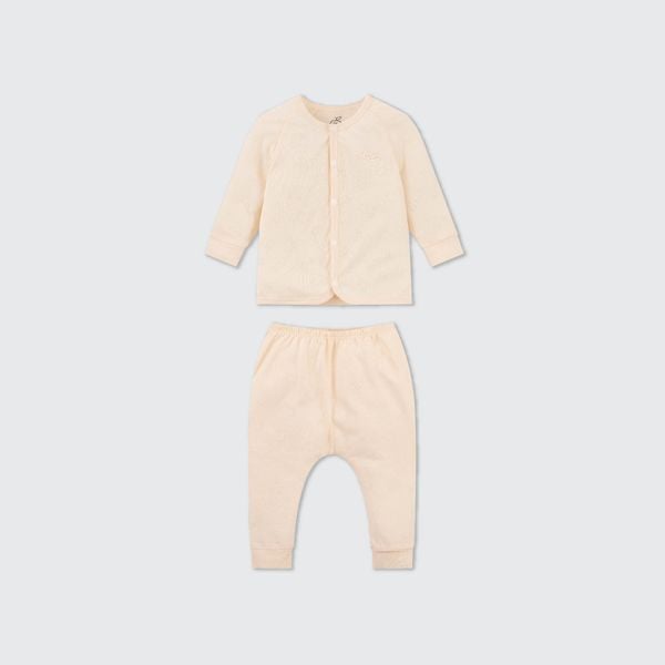  Bộ dài tay cúc thẳng La Pomme dệt vân chìm gấu nhỏ 