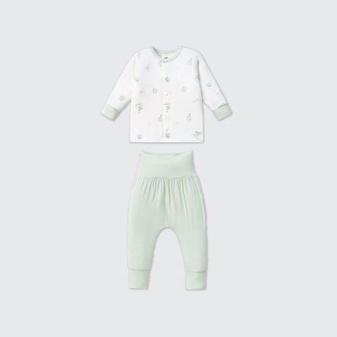  Bộ dài tay cúc thẳng La Pomme quần cạp cao nhiếp ảnh nhí 