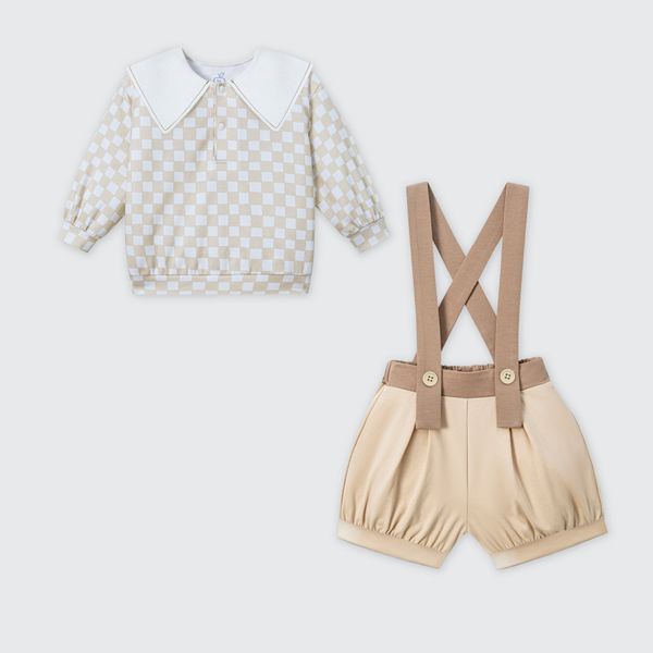  Set yếm và áo La Pomme họa tiết caro vintage 