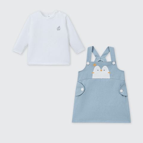  Set váy yếm kèm áo dài tay La Pomme người bạn cánh cụt 