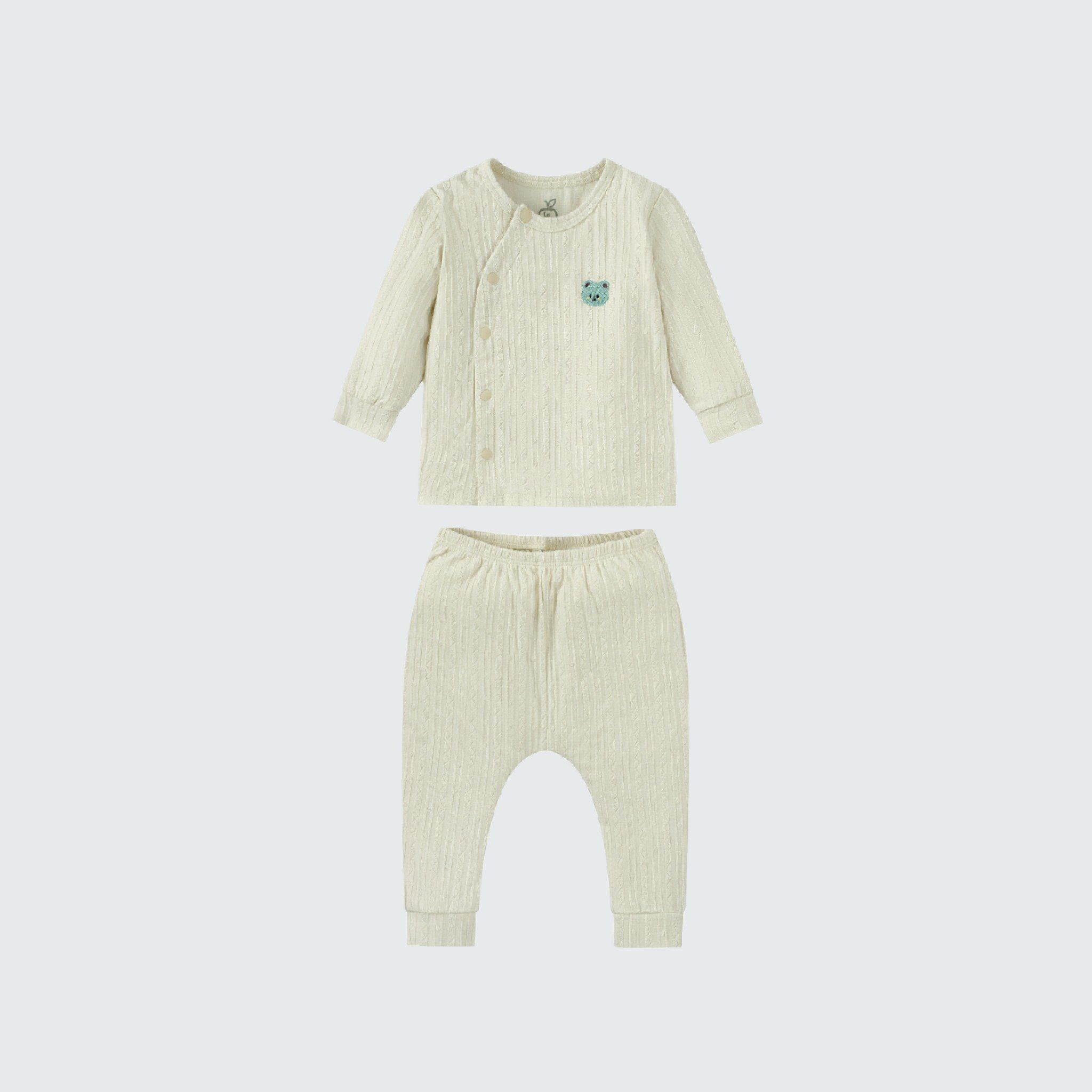  Bộ dài tay cúc lệch La Pomme vui đùa cùng gấu nhỏ 