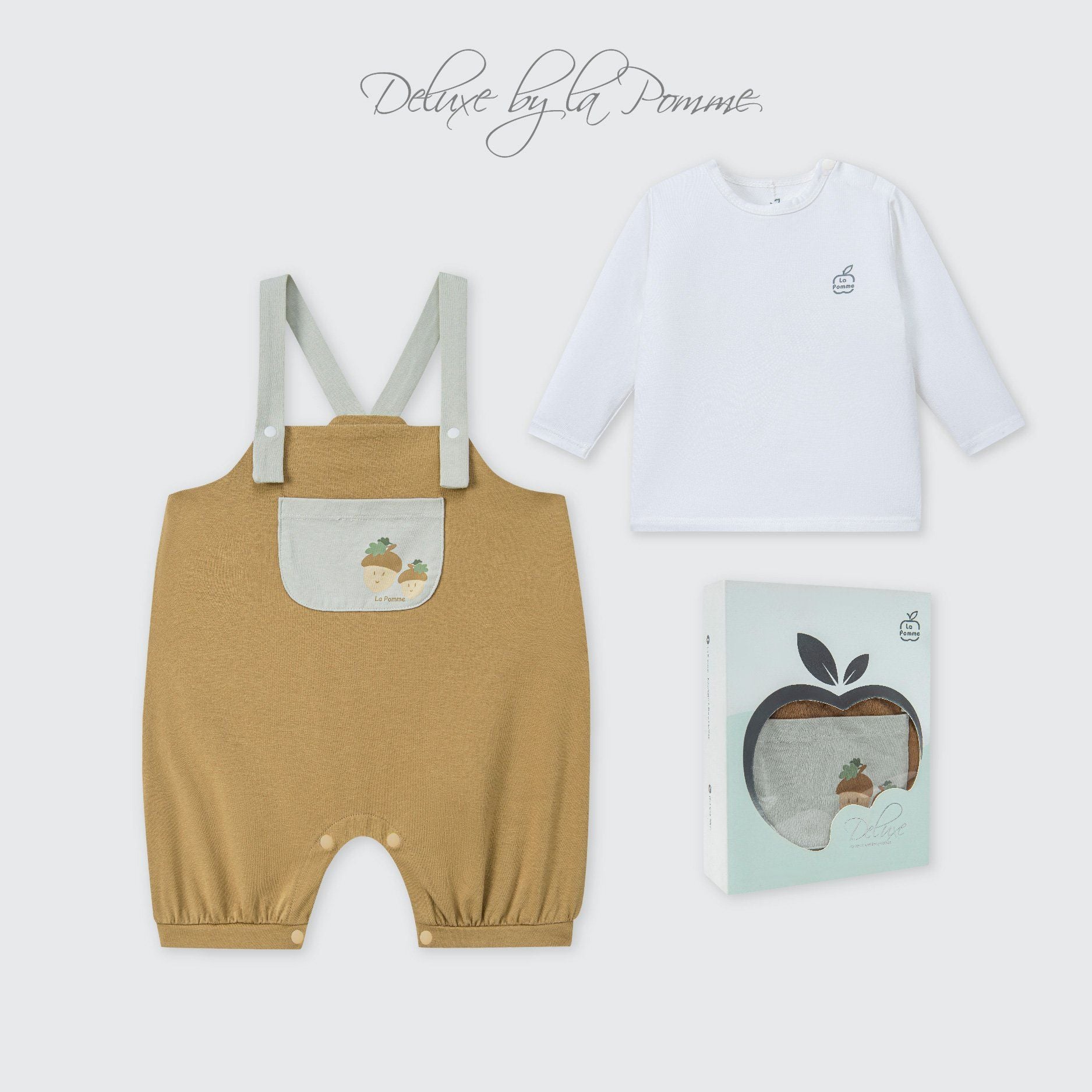  Set bộ yếm rời kèm áo dài tay La Pomme vườn nhỏ của bé 