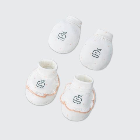  Set bao tay bao chân La Pomme chấm bi hoa điệu đà 