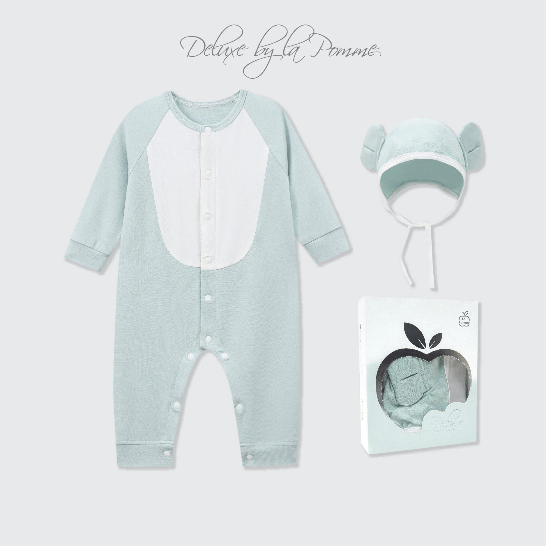  Set body dài tay kèm mũ La Pomme voi con tinh nghịch 