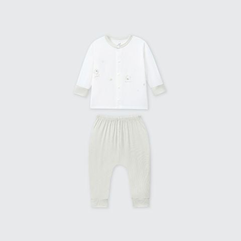  Bộ dài tay cúc thẳng La Pomme họa tiết nhí cách điệu 