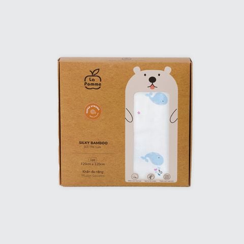  K003 Khăn đa năng sợi tre lụa La Pomme - 120x120cm Cá heo 