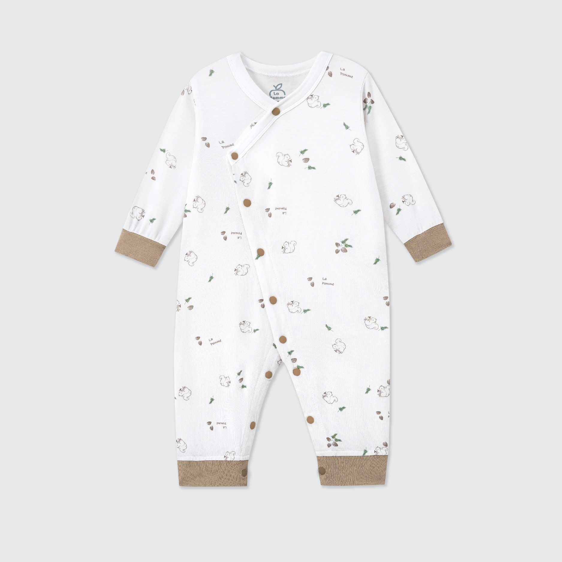  Body dài tay La Pomme họa tiết sóc nâu và hạt dẻ 