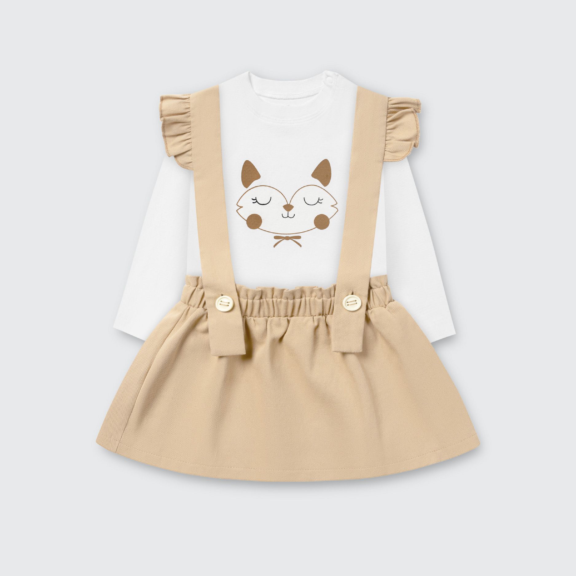  Set bộ yếm rời kèm áo dài tay La Pomme bèo nhún thời trang 