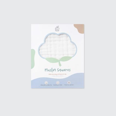  Khăn đa năng Xô Muslin 6 Lớp La Pomme trơn màu (100x100cm) 