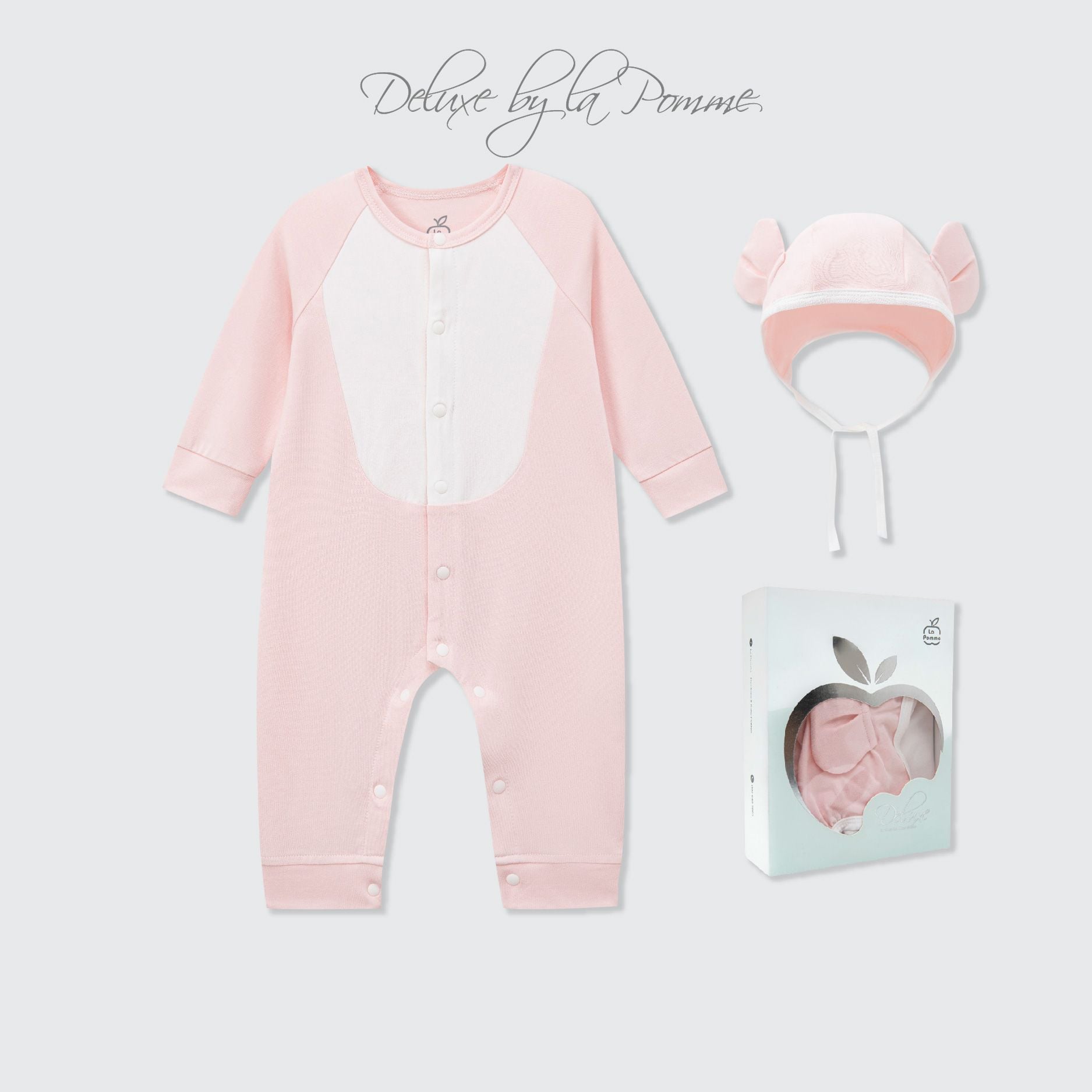  Set body dài tay kèm mũ La Pomme voi con tinh nghịch 