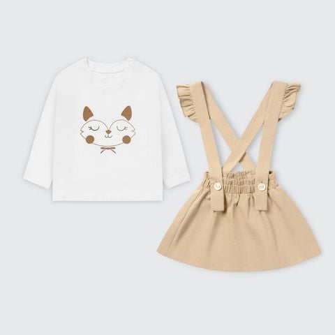  Set bộ yếm rời kèm áo dài tay La Pomme bèo nhún thời trang 