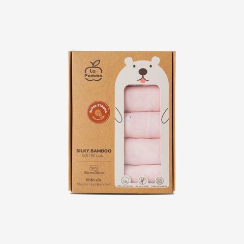  K001 Set 5 khăn sữa sợi tre lụa La Pomme - 30x30cm Hươu 