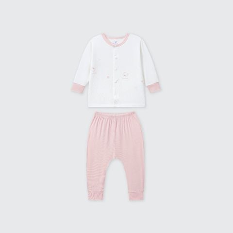  Bộ dài tay cúc thẳng La Pomme họa tiết nhí cách điệu 