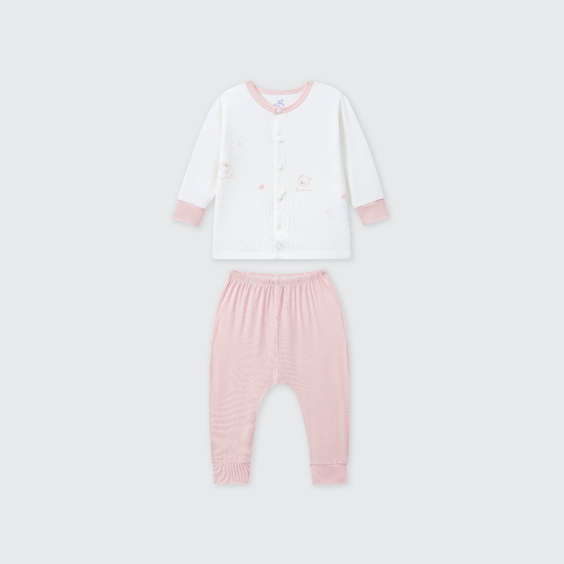  Bộ dài tay cúc thẳng La Pomme họa tiết nhí cách điệu 