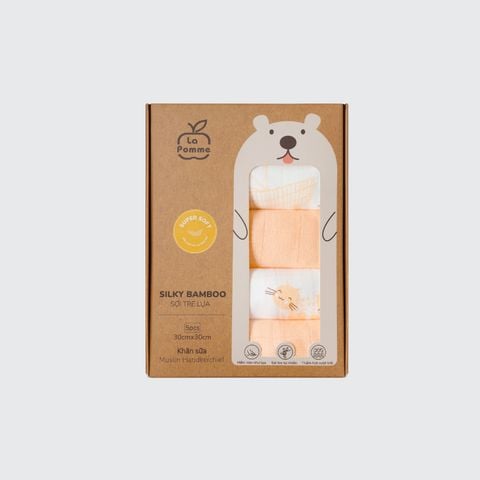  K001 Set 5 Khăn sữa sợi tre lụa La Pomme phối màu (30x30cm) 